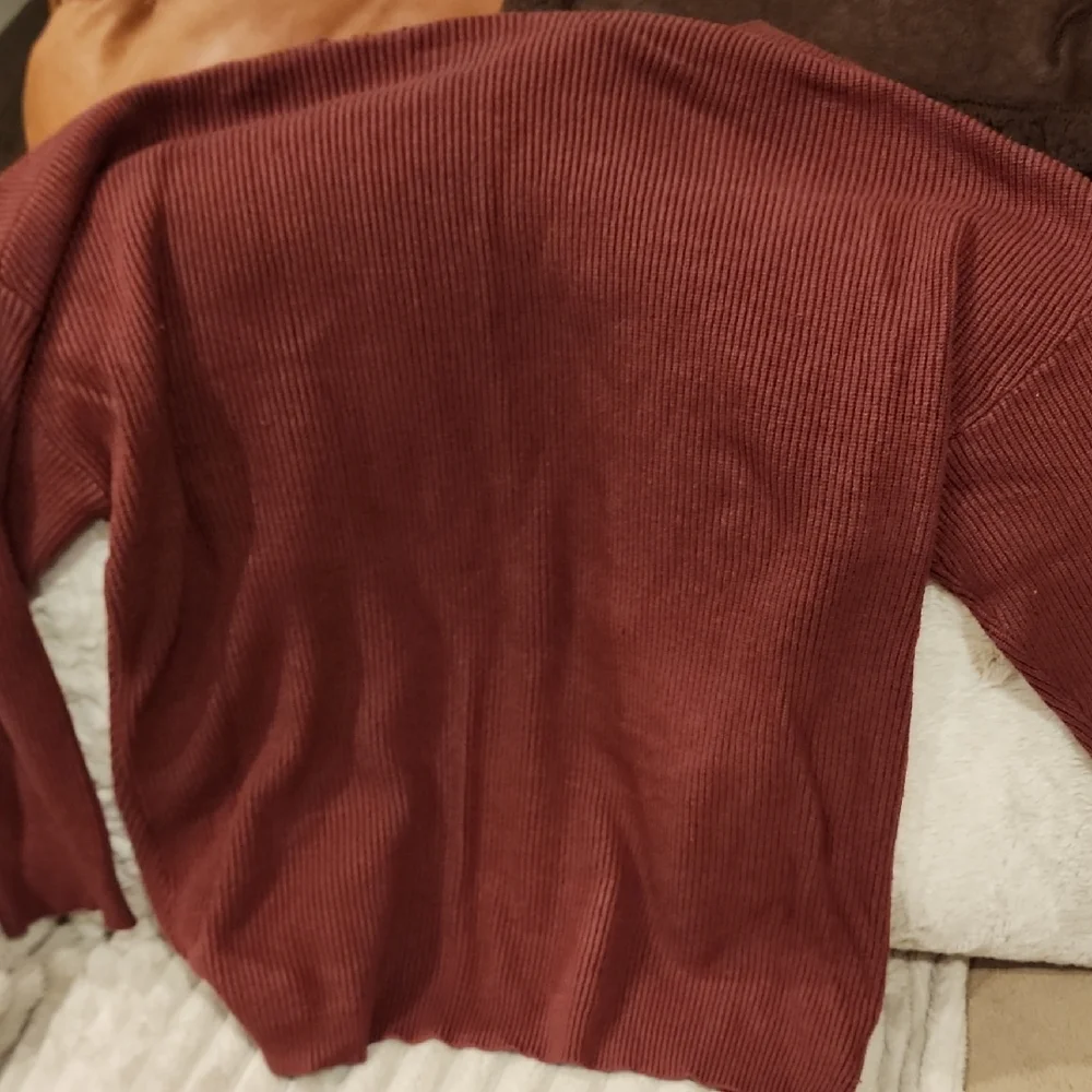 Rust V-Neck Ribbed Sweater - Picture 4 of 4